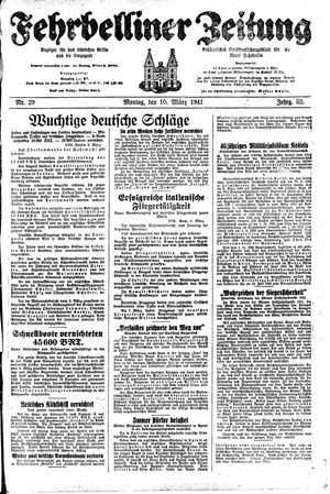 Fehrbelliner Zeitung vom 10.03.1941
