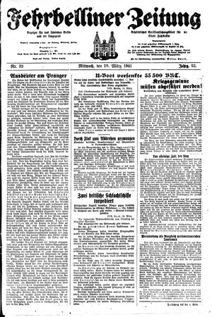Fehrbelliner Zeitung vom 19.03.1941