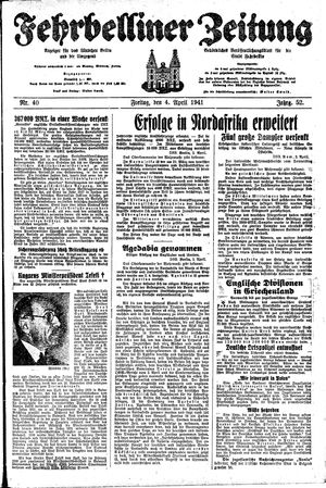 Fehrbelliner Zeitung vom 04.04.1941