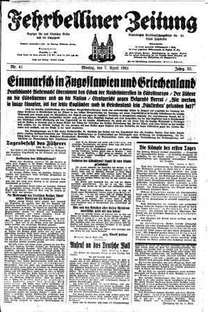 Fehrbelliner Zeitung vom 07.04.1941