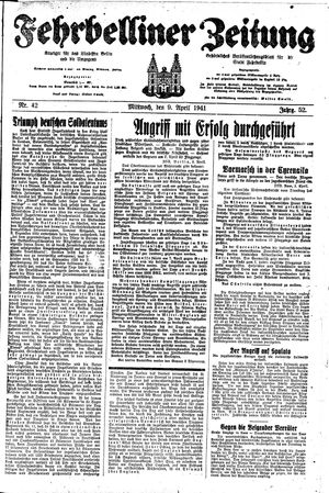 Fehrbelliner Zeitung vom 09.04.1941
