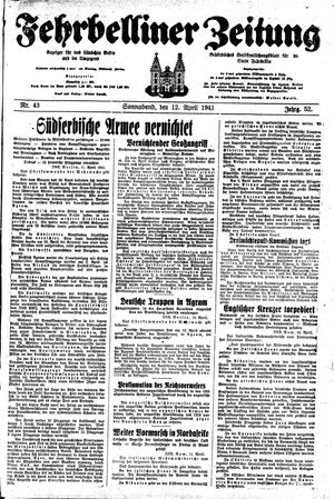 Fehrbelliner Zeitung vom 12.04.1941