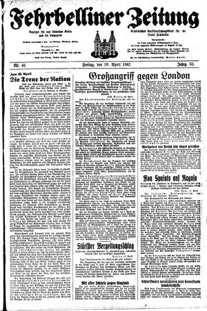 Fehrbelliner Zeitung vom 18.04.1941