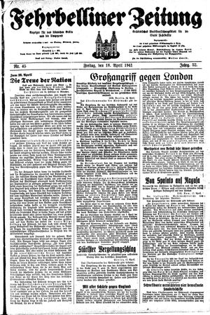 Fehrbelliner Zeitung vom 18.04.1941