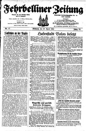 Fehrbelliner Zeitung vom 23.04.1941