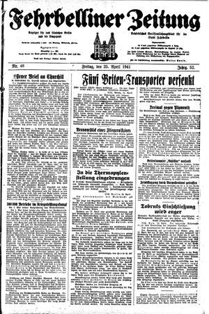 Fehrbelliner Zeitung vom 25.04.1941