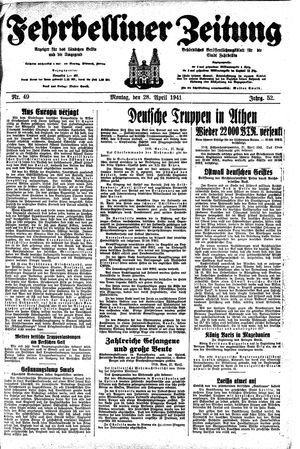 Fehrbelliner Zeitung vom 28.04.1941