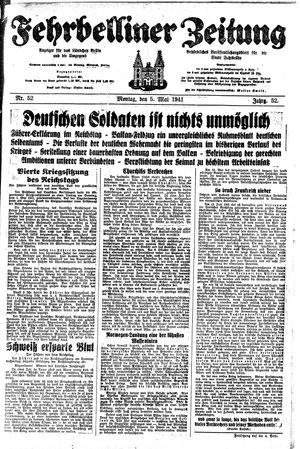 Fehrbelliner Zeitung vom 05.05.1941