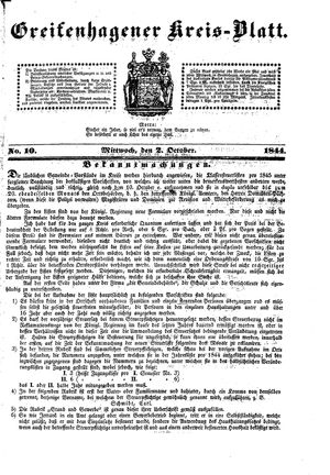 Greifenhagener Kreisblatt vom 02.10.1844