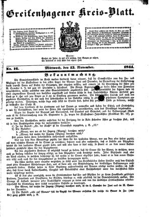 Greifenhagener Kreisblatt on Nov 13, 1844