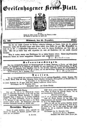 Greifenhagener Kreisblatt vom 11.12.1844