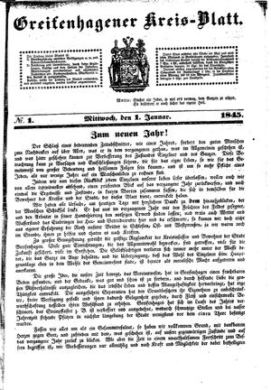 Greifenhagener Kreisblatt on Jan 1, 1845