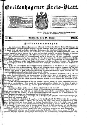 Greifenhagener Kreisblatt on Apr 9, 1845