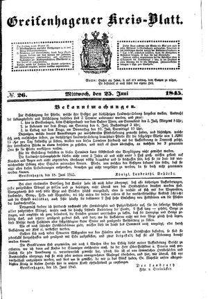 Greifenhagener Kreisblatt vom 25.06.1845