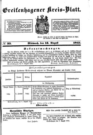 Greifenhagener Kreisblatt on Aug 13, 1845