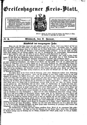 Greifenhagener Kreisblatt vom 07.01.1846
