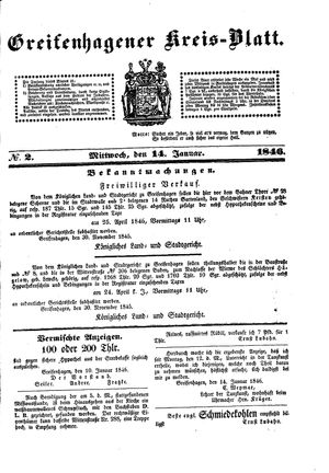 Greifenhagener Kreisblatt vom 14.01.1846