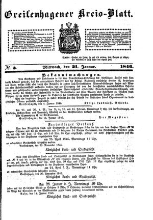 Greifenhagener Kreisblatt vom 21.01.1846