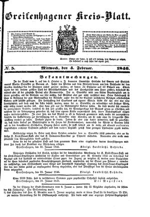 Greifenhagener Kreisblatt vom 04.02.1846