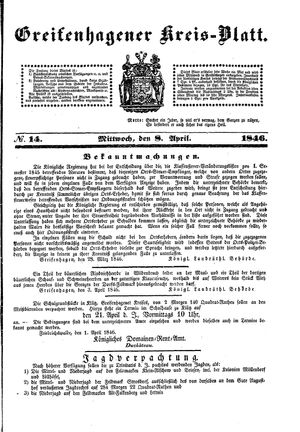 Greifenhagener Kreisblatt on Apr 8, 1846