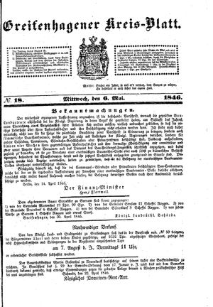 Greifenhagener Kreisblatt vom 06.05.1846