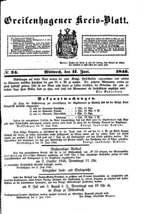 Greifenhagener Kreisblatt vom 17.06.1846