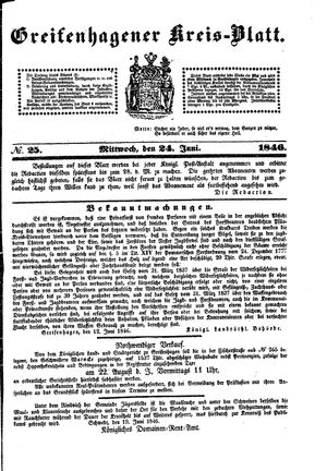 Greifenhagener Kreisblatt vom 24.06.1846