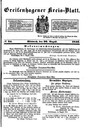 Greifenhagener Kreisblatt vom 26.08.1846