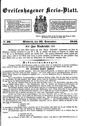 Greifenhagener Kreisblatt vom 23.09.1846