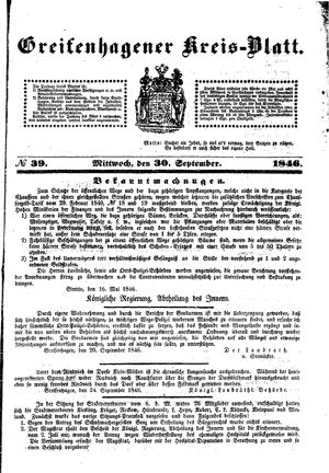 Greifenhagener Kreisblatt vom 30.09.1846