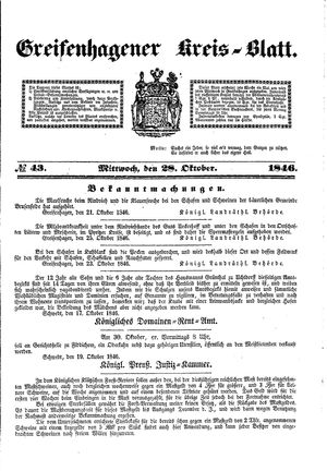 Greifenhagener Kreisblatt on Oct 28, 1846