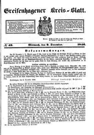 Greifenhagener Kreisblatt vom 09.12.1846