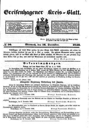 Greifenhagener Kreisblatt vom 16.12.1846