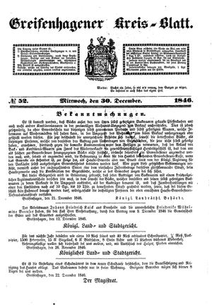 Greifenhagener Kreisblatt vom 30.12.1846