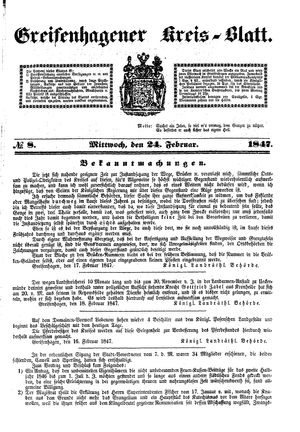 Greifenhagener Kreisblatt vom 24.02.1847
