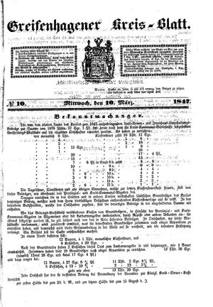 Greifenhagener Kreisblatt vom 10.03.1847
