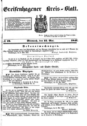 Greifenhagener Kreisblatt vom 12.05.1847