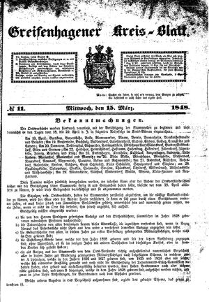 Greifenhagener Kreisblatt vom 15.03.1848