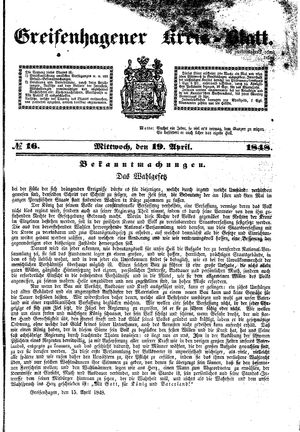 Greifenhagener Kreisblatt on Apr 19, 1848