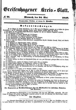 Greifenhagener Kreisblatt vom 24.05.1848