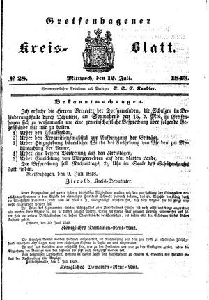 Greifenhagener Kreisblatt vom 12.07.1848