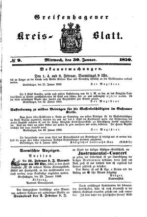 Greifenhagener Kreisblatt vom 30.01.1850