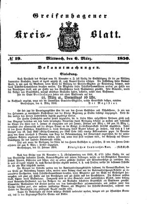 Greifenhagener Kreisblatt vom 06.03.1850