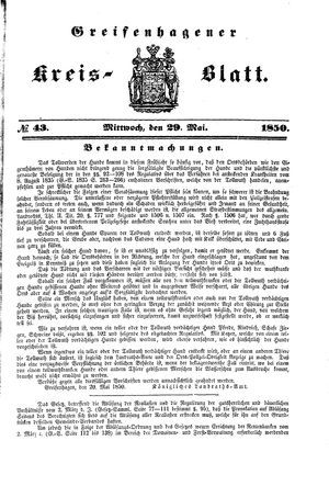 Greifenhagener Kreisblatt vom 29.05.1850