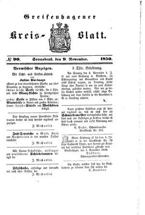 Greifenhagener Kreisblatt vom 09.11.1850