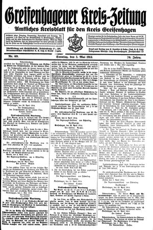 Greifenhagener Kreiszeitung vom 03.05.1914