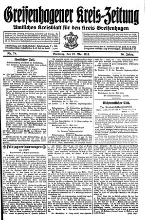 Greifenhagener Kreiszeitung vom 19.05.1914