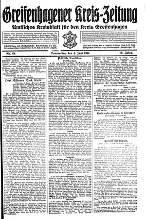 Greifenhagener Kreiszeitung vom 04.06.1914