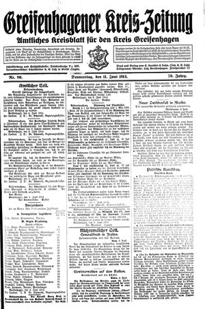 Greifenhagener Kreiszeitung vom 11.06.1914
