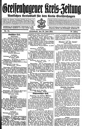 Greifenhagener Kreiszeitung vom 20.06.1914